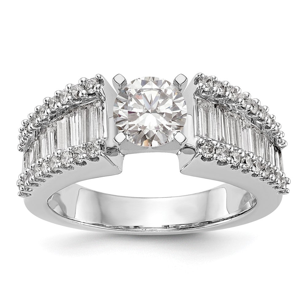 1.33ct. CZ Solid Real 14K White Gold Peg Set Engagement Ring