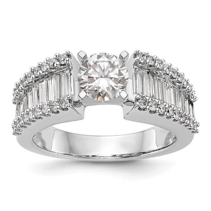 1.33ct. CZ Solid Real 14K White Gold Peg Set Engagement Ring