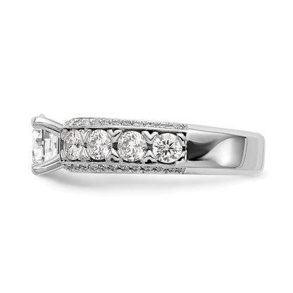 1.50ct. CZ Solid Real 14K White Gold Peg Set Engagement Ring