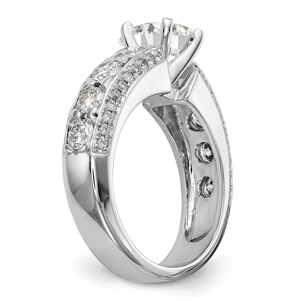 1.50ct. CZ Solid Real 14K White Gold Peg Set Engagement Ring
