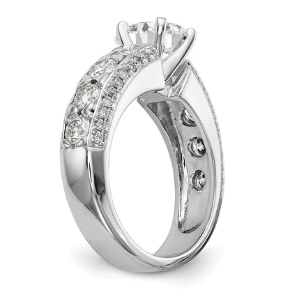 1.50ct. CZ Solid Real 14K White Gold Peg Set Engagement Ring