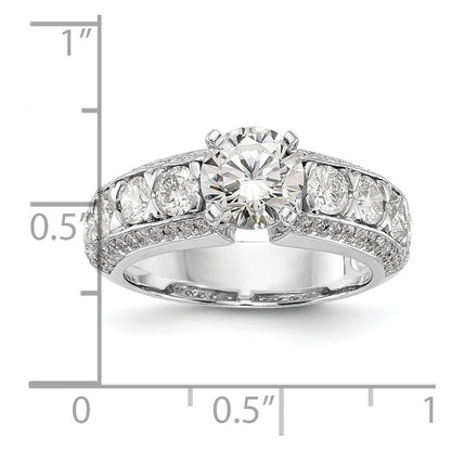 1.50ct. CZ Solid Real 14K White Gold Peg Set Engagement Ring