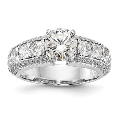 1.50ct. CZ Solid Real 14K White Gold Peg Set Engagement Ring