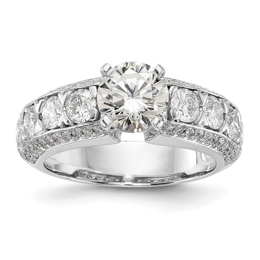 1.50ct. CZ Solid Real 14K White Gold Peg Set Engagement Ring