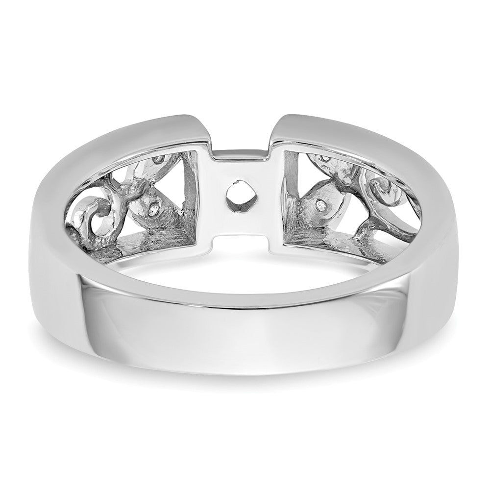 14K White Gold Leaf Design Peg Set 1/20 Carat Diamond Semi Mount Engagement Ring
