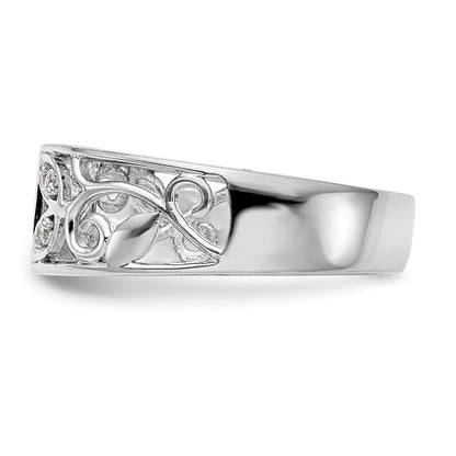 0.05ct. CZ Solid Real 14K White Gold Peg Set Engagement Ring