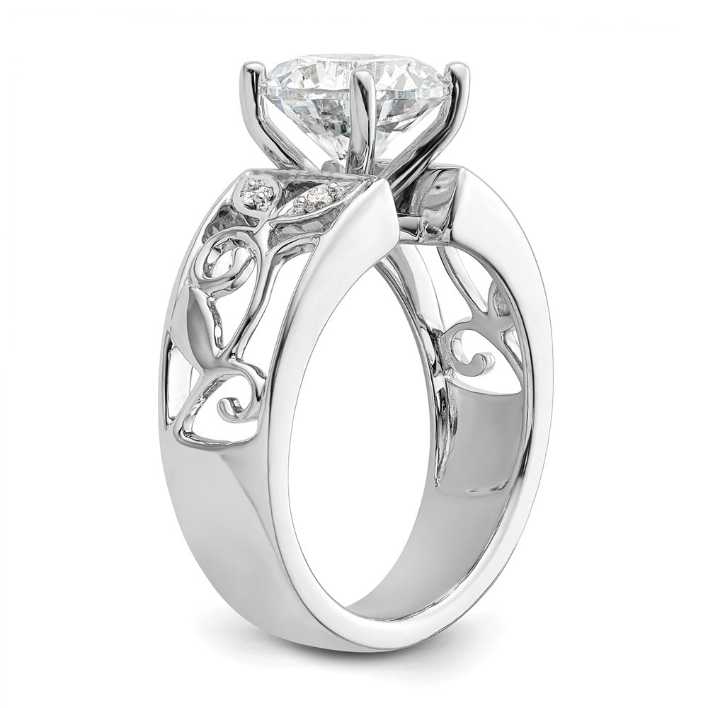 0.06ct. CZ Solid Real 14K White Gold Peg Set Engagement Ring