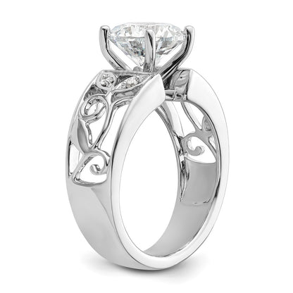 0.06ct. CZ Solid Real 14K White Gold Peg Set Engagement Ring