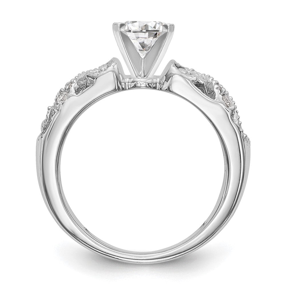 0.07ct. CZ Solid Real 14K White Gold Peg Set Engagement Ring