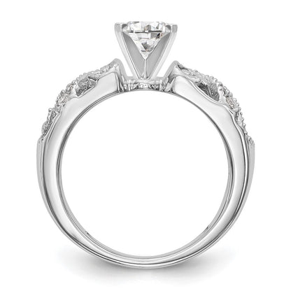 0.07ct. CZ Solid Real 14K White Gold Peg Set Engagement Ring