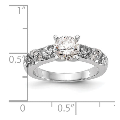 0.07ct. CZ Solid Real 14K White Gold Peg Set Engagement Ring