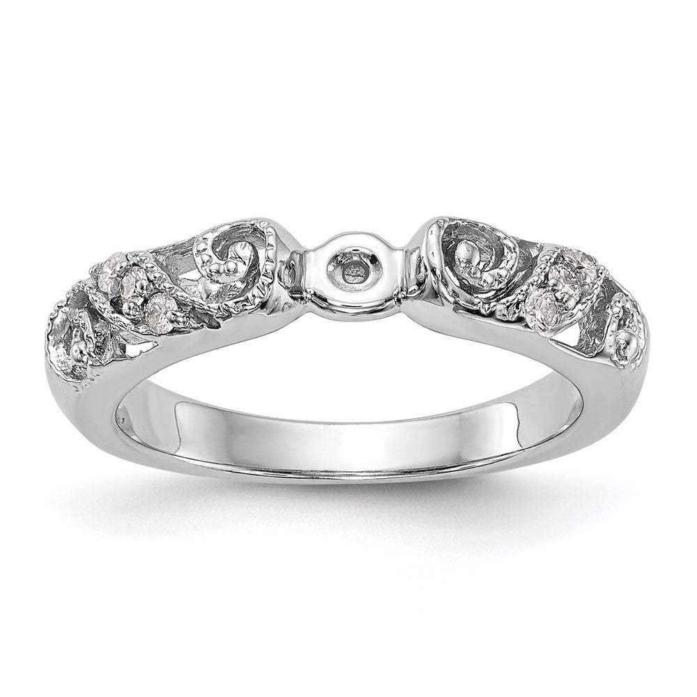 14K White Gold Peg Set 1/15 Carat Diamond Semi Mount Engagement Ring