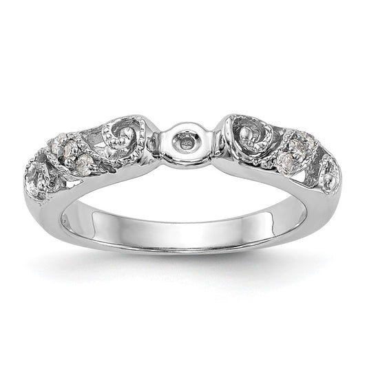 14K White Gold Peg Set 1/15 Carat Diamond Semi Mount Engagement Ring