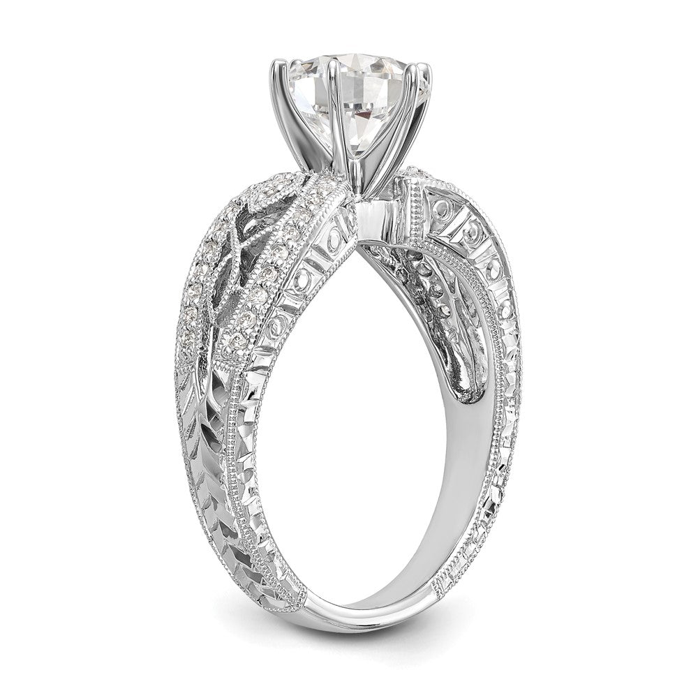 14K White Gold Vintage Peg Set 1/5 Carat Diamond Semi Mount Engagement Ring