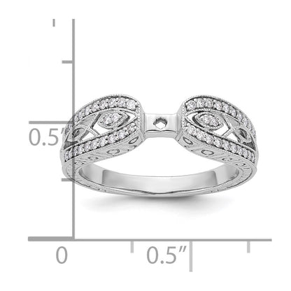 14K White Gold Vintage Peg Set 1/5 Carat Diamond Semi Mount Engagement Ring