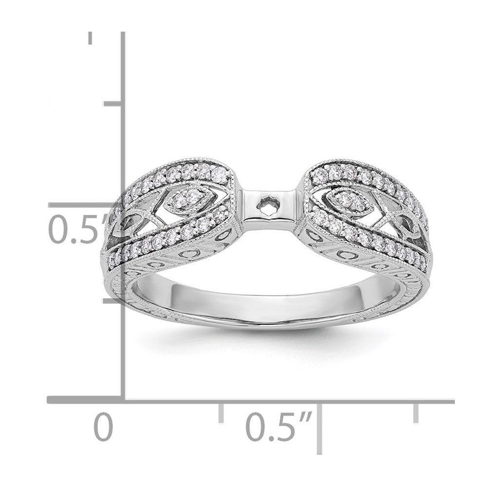 14K White Gold Vintage Peg Set 1/5 Carat Diamond Semi Mount Engagement Ring