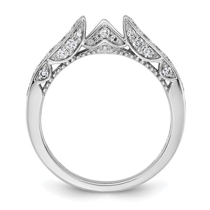 0.62ct. CZ Solid Real 14K White Gold Peg Set Engagement Ring