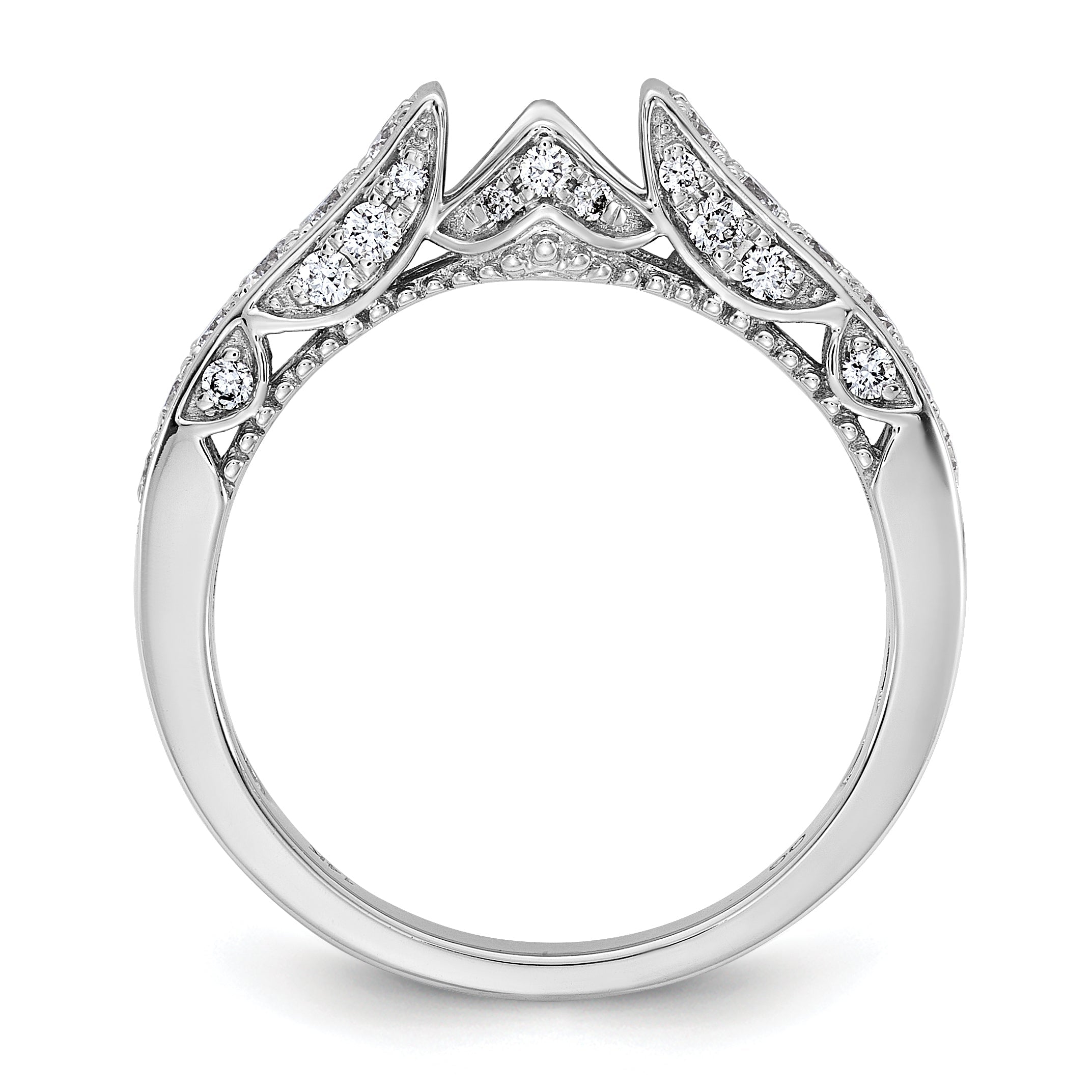 14K White Gold Peg Set Simulated Diamond Engagement Ring