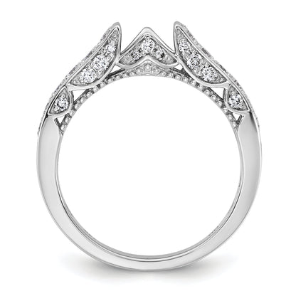 14K White Gold Peg Set Simulated Diamond Engagement Ring