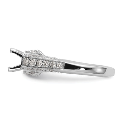 14K White Gold Peg Set Simulated Diamond Engagement Ring