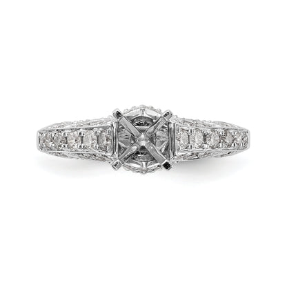 14K White Gold Peg Set Simulated Diamond Engagement Ring