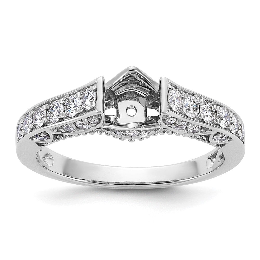 0.62ct. CZ Solid Real 14K White Gold Peg Set Engagement Ring