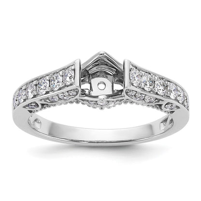 0.62ct. CZ Solid Real 14K White Gold Peg Set Engagement Ring