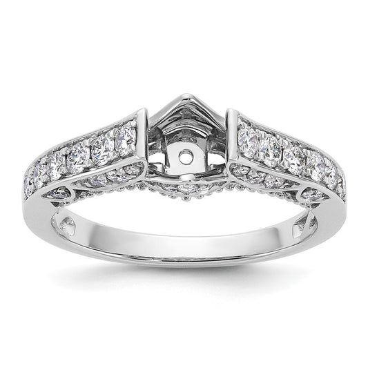 0.62ct. CZ Solid Real 14K White Gold Peg Set Engagement Ring