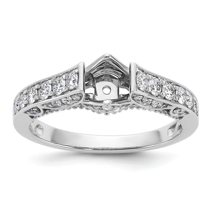 14K White Gold Peg Set Simulated Diamond Engagement Ring