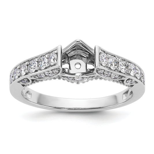 14K White Gold Peg Set Simulated Diamond Engagement Ring