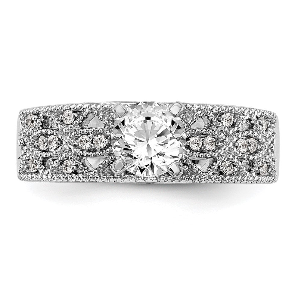 14K White Gold Peg Set 1/10 Carat Diamond Semi Mount Engagement Ring