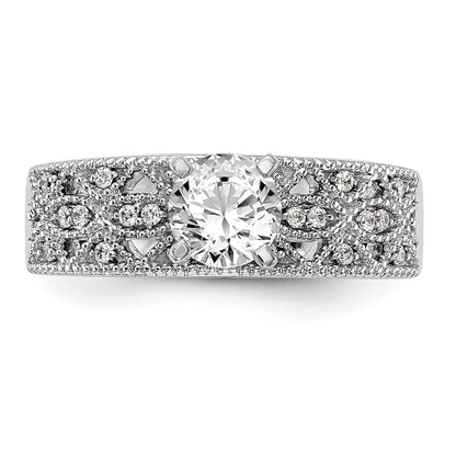 0.10ct. CZ Solid Real 14K White Gold Peg Set Engagement Ring