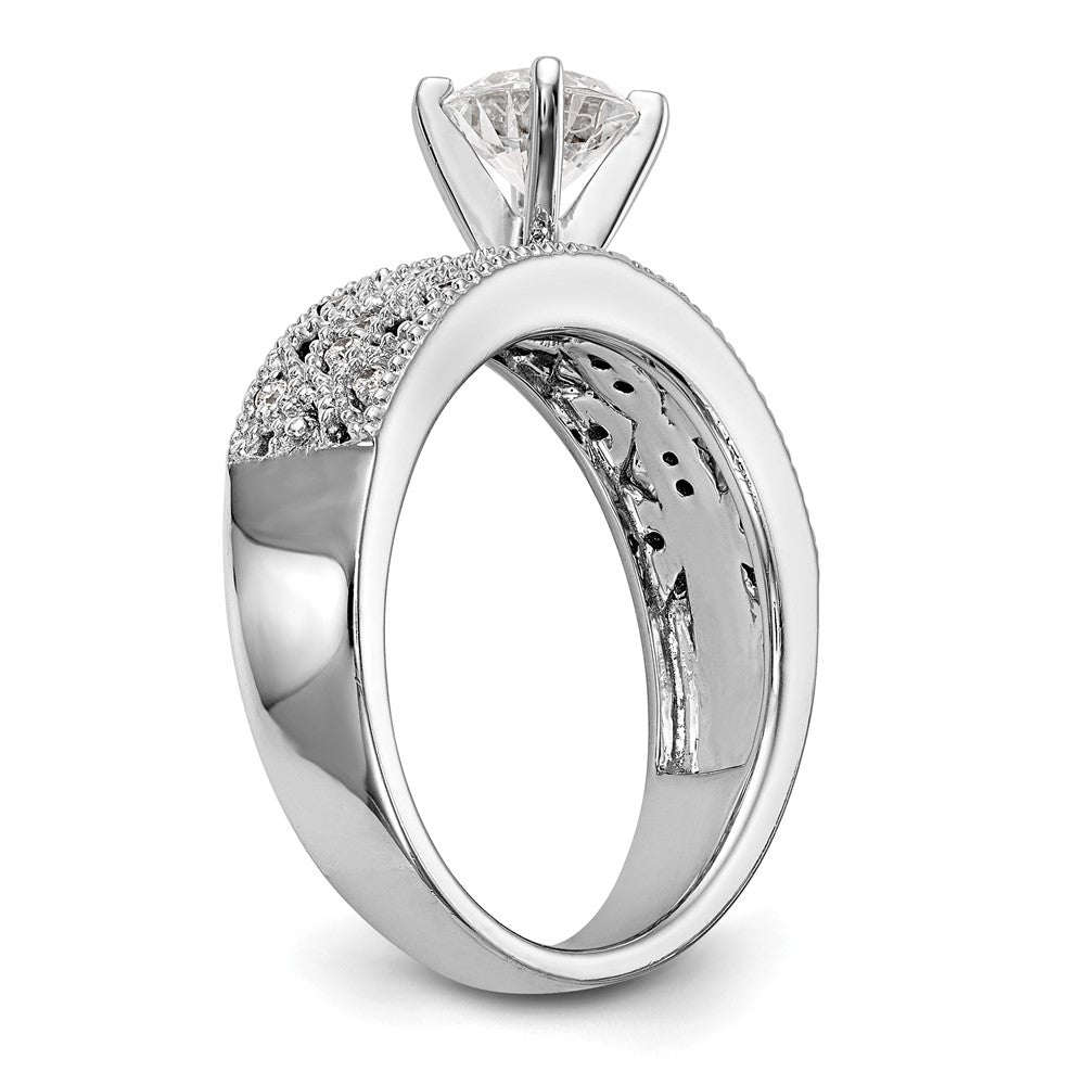 14K White Gold Peg Set 1/10 Carat Diamond Semi Mount Engagement Ring