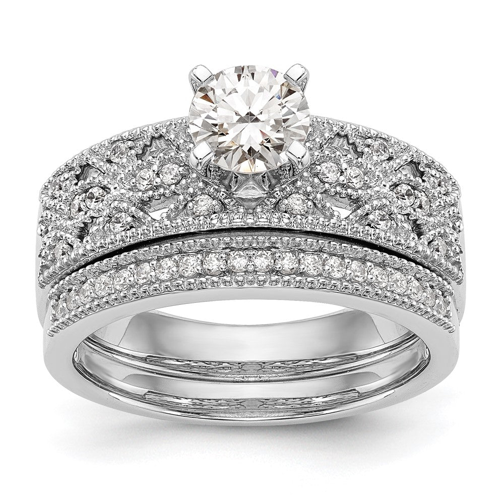 14K White Gold Peg Set 1/10 Carat Diamond Semi Mount Engagement Ring