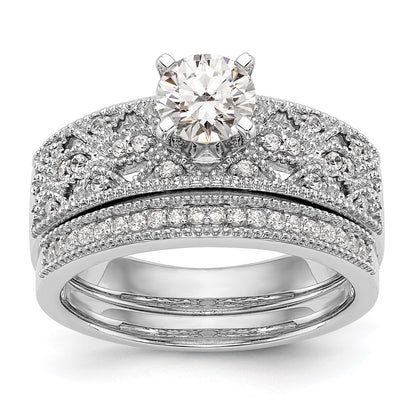 14K White Gold Peg Set 1/10 Carat Diamond Semi Mount Engagement Ring