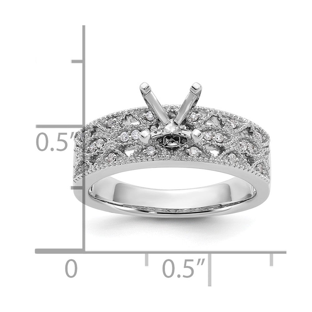 14K White Gold Peg Set 1/10 Carat Diamond Semi Mount Engagement Ring