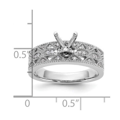 14K White Gold Peg Set 1/10 Carat Diamond Semi Mount Engagement Ring
