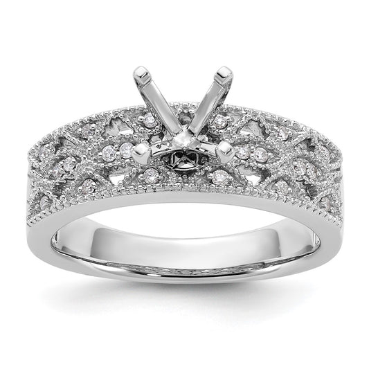 14K White Gold Peg Set 1/10 Carat Diamond Semi Mount Engagement Ring