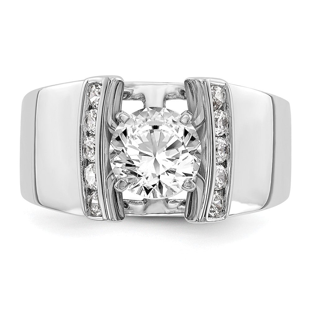 0.25ct. CZ Solid Real 14K White Gold Peg Set Engagement Ring