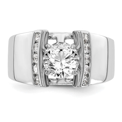 0.25ct. CZ Solid Real 14K White Gold Peg Set Engagement Ring