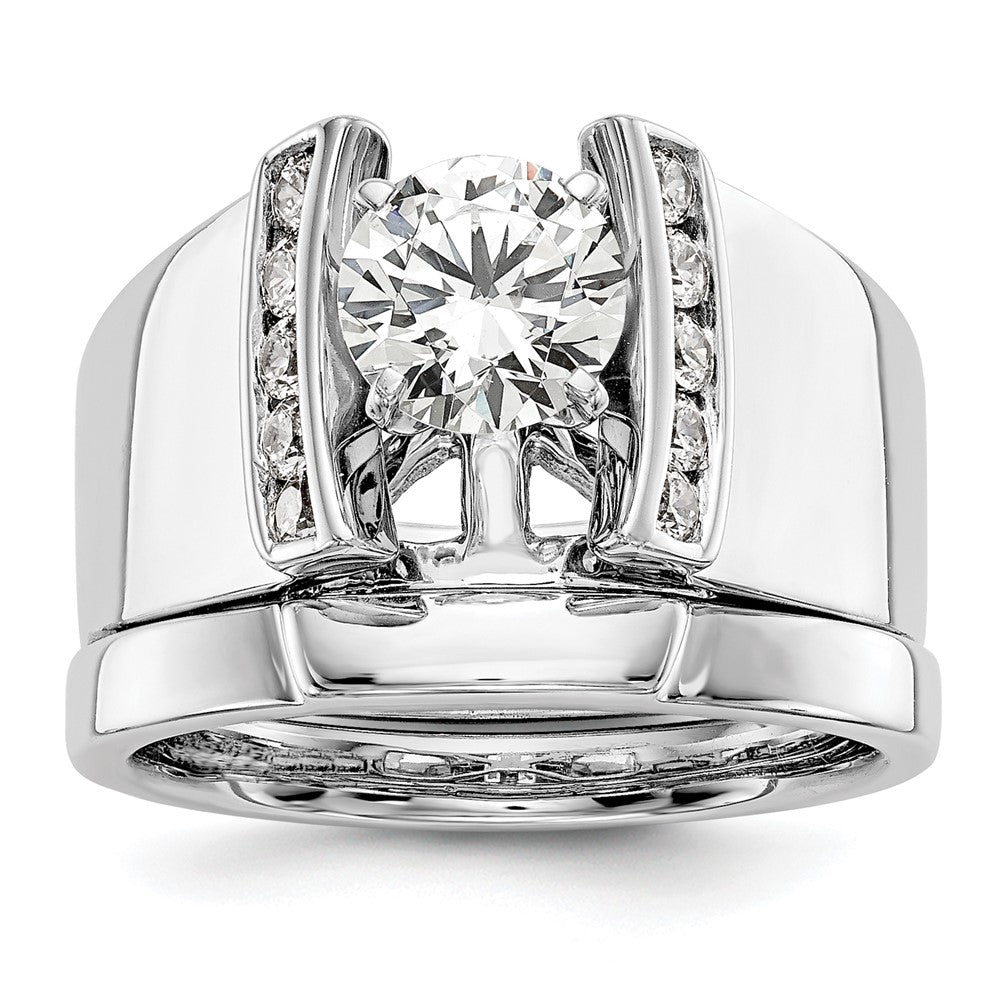 14K White Gold Peg Set 1/4 Carat Channel Diamond Semi Mount Engagement Ring