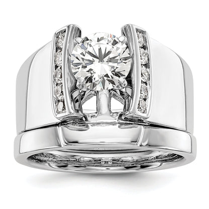 14K White Gold Peg Set 1/4 Carat Channel Diamond Semi Mount Engagement Ring