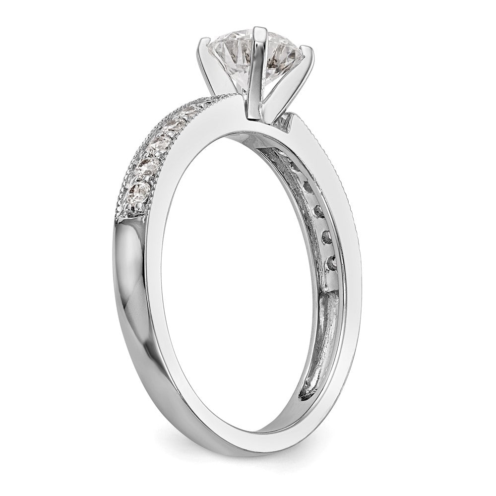 0.24ct. CZ Solid Real 14K White Gold Peg Set Engagement Ring