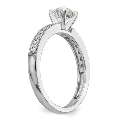 0.24ct. CZ Solid Real 14K White Gold Peg Set Engagement Ring
