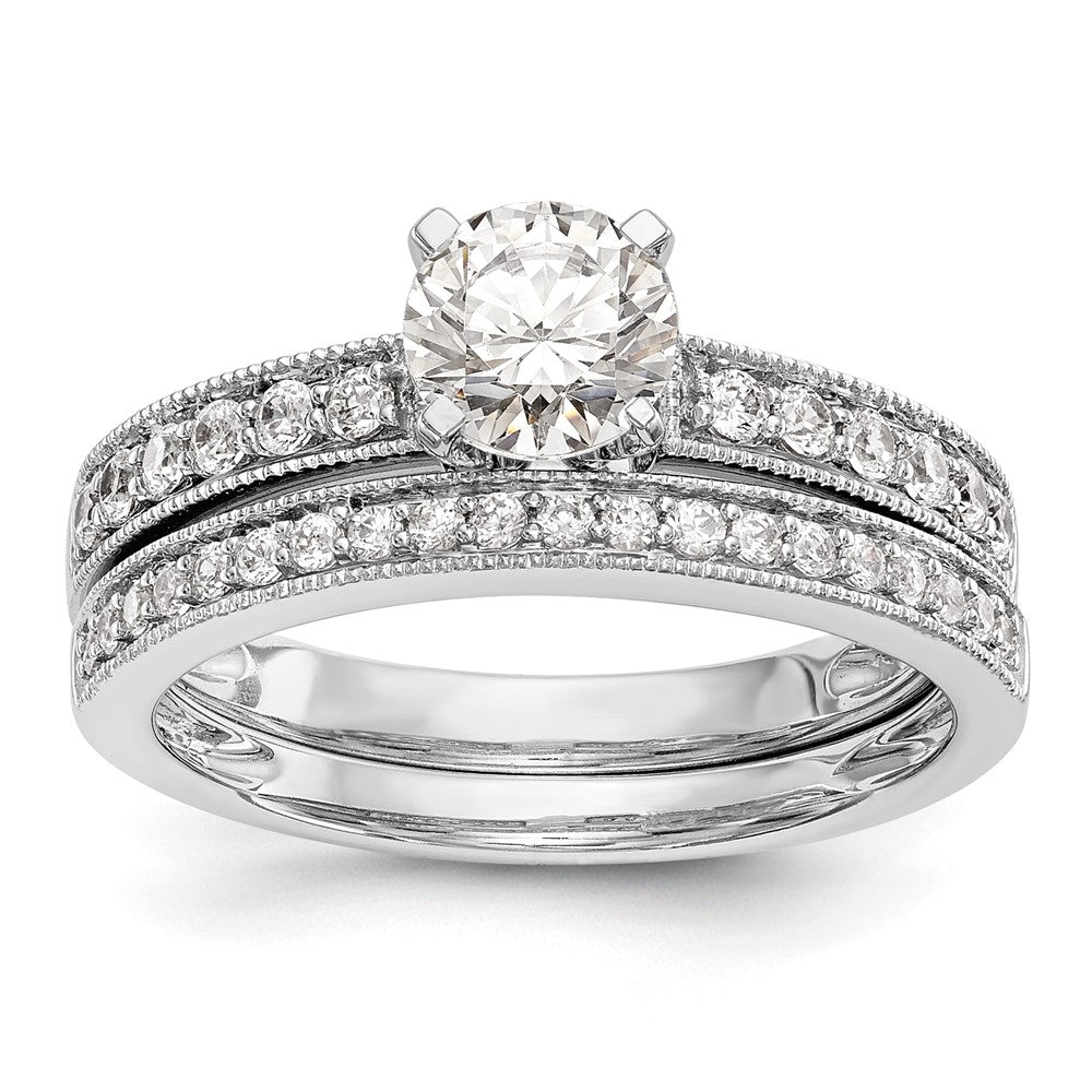 0.24ct. CZ Solid Real 14K White Gold Peg Set Engagement Ring