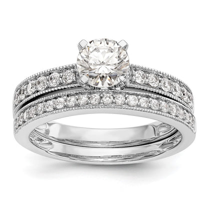 0.24ct. CZ Solid Real 14K White Gold Peg Set Engagement Ring
