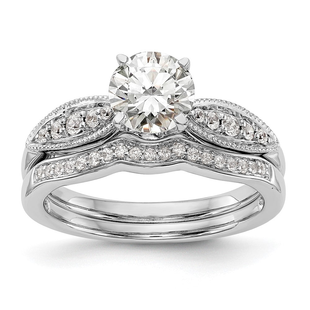 14K White Gold Peg Set 1/8 Carat Diamond Semi Mount Engagement Ring