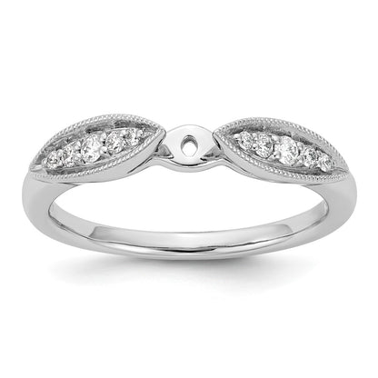 14K White Gold Peg Set 1/8 Carat Diamond Semi Mount Engagement Ring