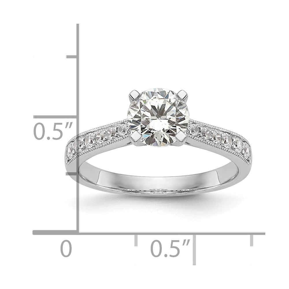 14k White Gold 1/4 Ct. Lab Grown Diamond VS/SI+ G+ 1 Ct. Center Round Engagement Ring