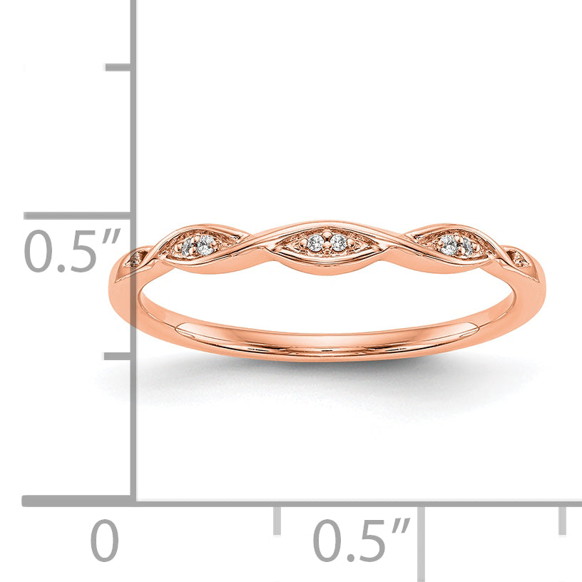 14K Rose Gold .02 Carat Diamond Complete Wedding Band
